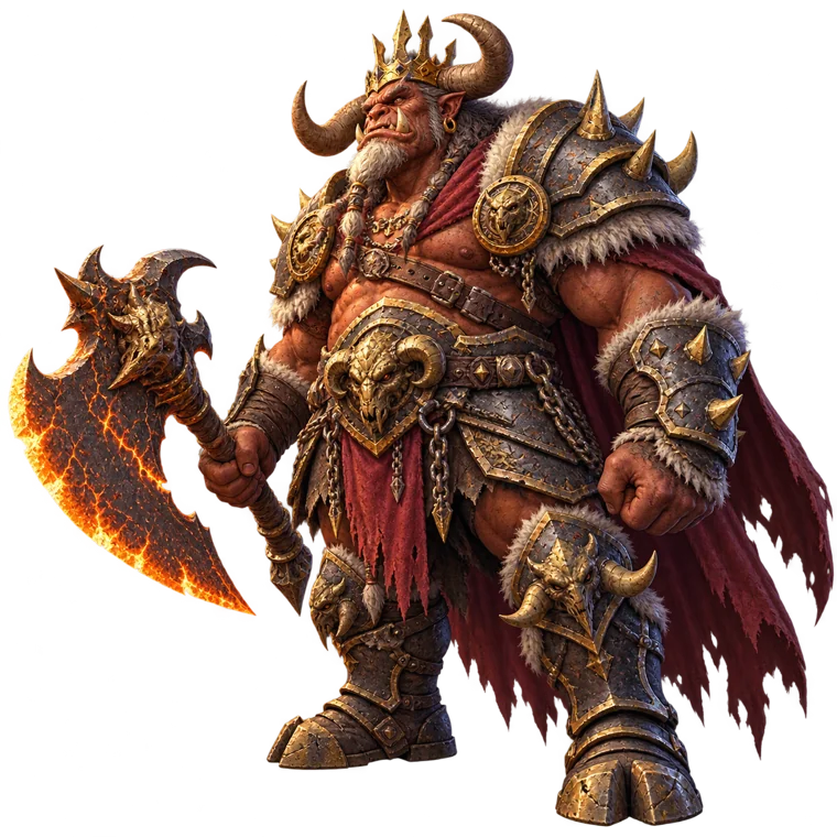Crown guardian with a burning axe